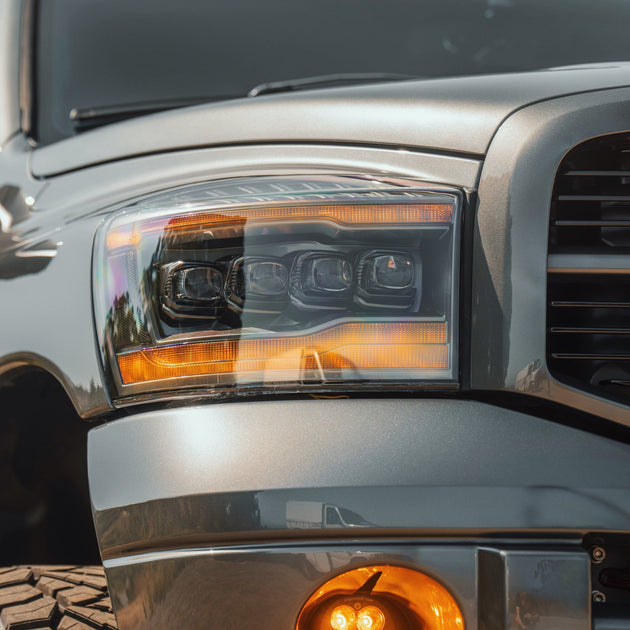 Crystal Black Headlights + Black LED Tail Lights Combo For 2006 Ram Pickup – OEMASSIVE