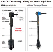 APEX CHEVY/GMC SUPER HD TIE ROD ASSEMBLY - APEX DESIGN (2) TR103 - CJC Off Road