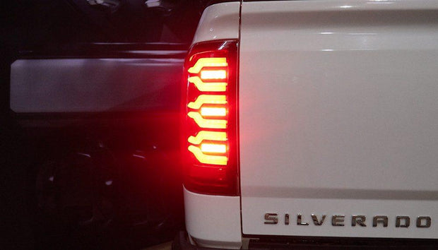 Alpha Rex 14-18 Chevrolet Silverado 1500 / 15-19 Silverado 2500HD/3500HD / 15-19 GMC Sierra 3500HD Dually LUXX-Series LED Tail Lights Black - CJC Off Road