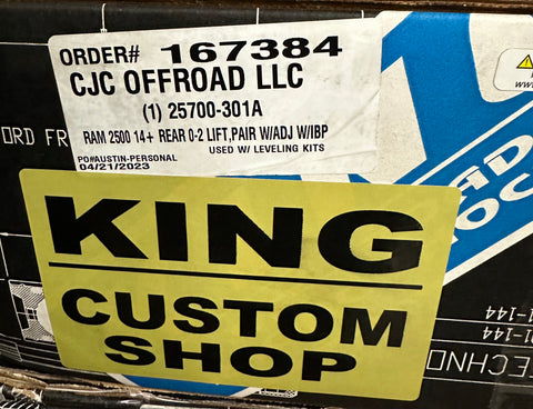 [Open Box] King RAM 2500 14 + REAR 0-2" LIFT,PAIR W/ADJ & IBP