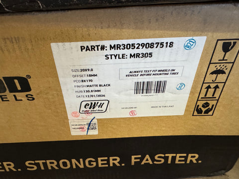 [Open Box] Method 305 NV 20x9, 8x170, +18 Matte Black (Set of 4)