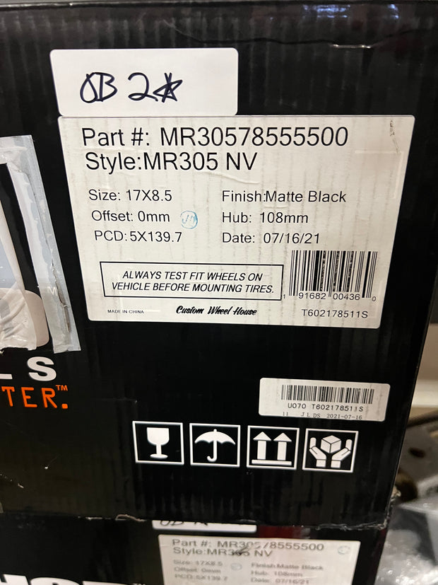 [Open Box] Method 305 NV - Matte Black 17x8.5, 5x139.7/5x5.5, 0mm (Single Wheel)