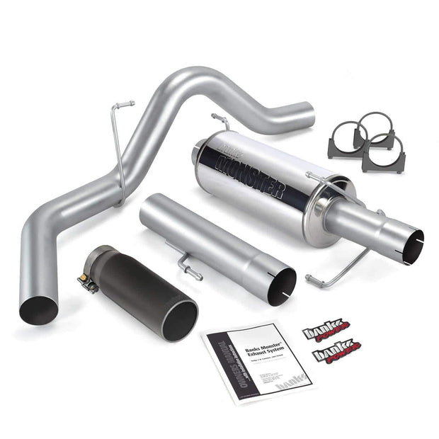 Monster Exhaust System Single Exit Black Round Tip 04-07 Dodge 325hp SCLB/CCSB Banks Power - CJC Off Road