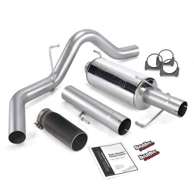 Monster Exhaust System Single Exit Black Round Tip 06-07 Dodge 325hp Mega Cab Banks Power - CJC Off Road