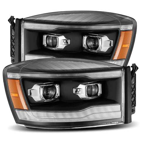 Alpha Rex 06-08 Dodge Ram LUXX-Series LED Projector Headlights Black - CJC Off Road