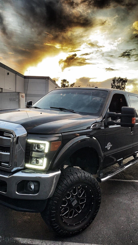 Alpha Rex 11-16 Ford Super Duty LUXX-Series LED Projector Headlights Black - CJC Off Road