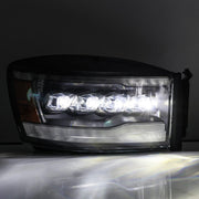 Alpha Rex 06-08 Dodge Ram NOVA-Series LED Projector Headlights Black - CJC Off Road