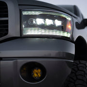 Alpha Rex 06-08 Dodge Ram NOVA-Series LED Projector Headlights Alpha-Black - CJC Off Road
