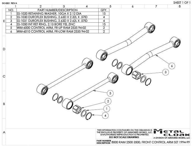 MetalCloak 1994-1999 Dodge Ram 2500/3500 Front Control Arm Set - CJC Off Road