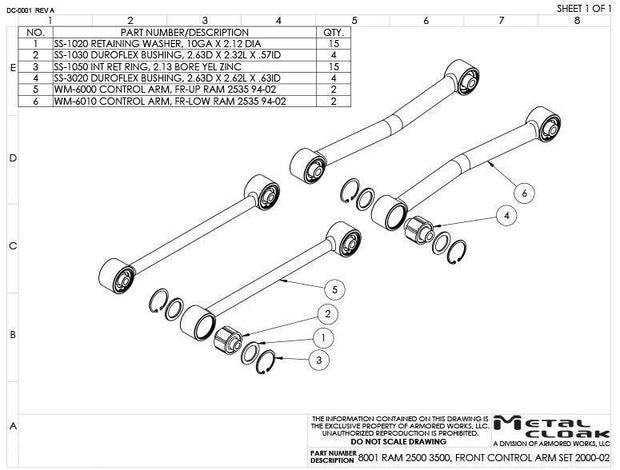 MetalCloak 2000-2002 Dodge Ram 2500/3500 Front Control Arm Set - CJC Off Road